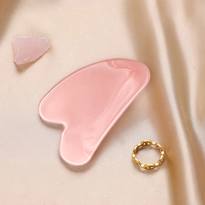 3-piece set of plastic imitation jade spiky roller gua sha board, imitation pink crystal heart-shaped gua sha board, facial massager