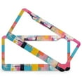 thumbnail image 2 of License Plate Frame Cheerful Checks Abstract Modern Colorful Standard Car Tag Cover Holder 2 Pieces Geometry Abstract Art Quality Aluminum Metal License Plate Cover for US And CA 12.2 X 6.3 inch, 2 of 6