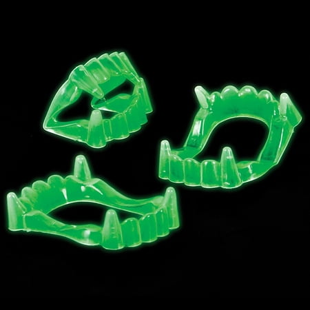 Glow in the Dark Dracula Plastic Costume Accessory Vampire Werewolf Fangs 3ct Great for both kids and adults