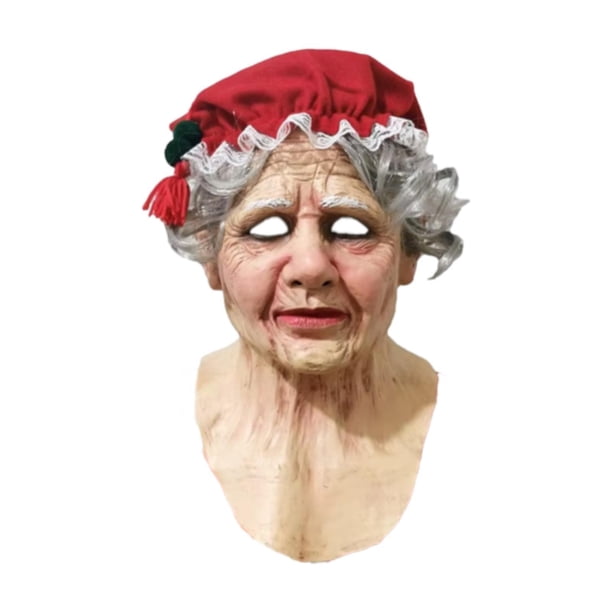 Máscara de látex navideña, máscara facial realista, tocado realista para carnavales. Abuela