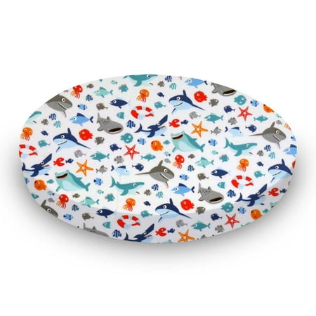 Sheetworld Round Crib Sheet Sharks Walmart Com