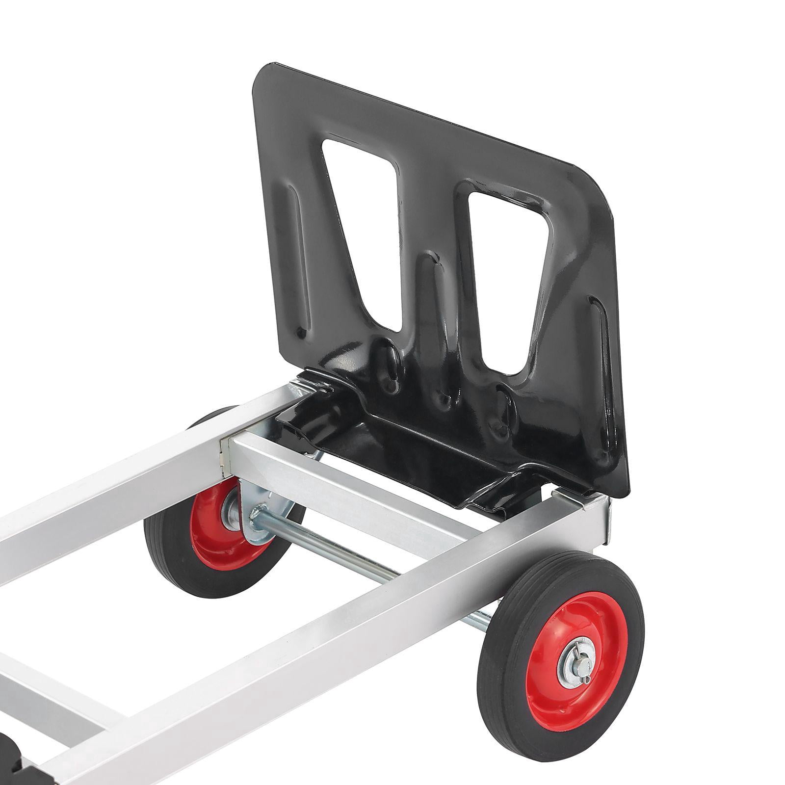 2 in 1 Aluminum Folding Hand Truck 400 lbs Capacity Heavy Duty Industrial Collapsible Dolly Cart with Rubber Wheels for Warehouse Supermarket Transport