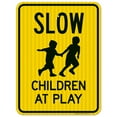 thumbnail image 1 of Slow Children At Play With Kids Playing Image Sign, Traffic Sign, 18x24 Reflective Aluminum EGP, 1 of 1