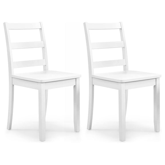 White Dining Chairs Set of 2 - Wooden Kitchen Armless Chairs