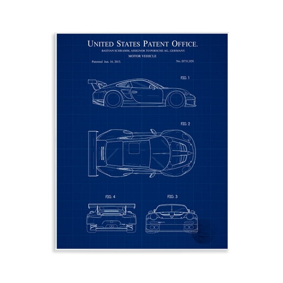 Stupell Industries Mid-Century Motor Vehicle Blueprint Wall Plaque Art, 11 x 14, by Karl Hronek