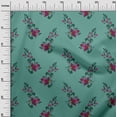 thumbnail image 2 of oneOone Cotton Silk Dusty Teal Green Fabric Leaves & Floral Block Quilting Supplies Print Sewing Fabric By The Yard 42 Inch Wide, 2 of 4
