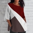 thumbnail image 2 of AKOEE Womens 3/4 Length Plus Size T Shirt Graphic Print Loose Crew Neck Tops Short Sleeve S-5X Casual Large Tees (5X-Large, Wine), 2 of 5