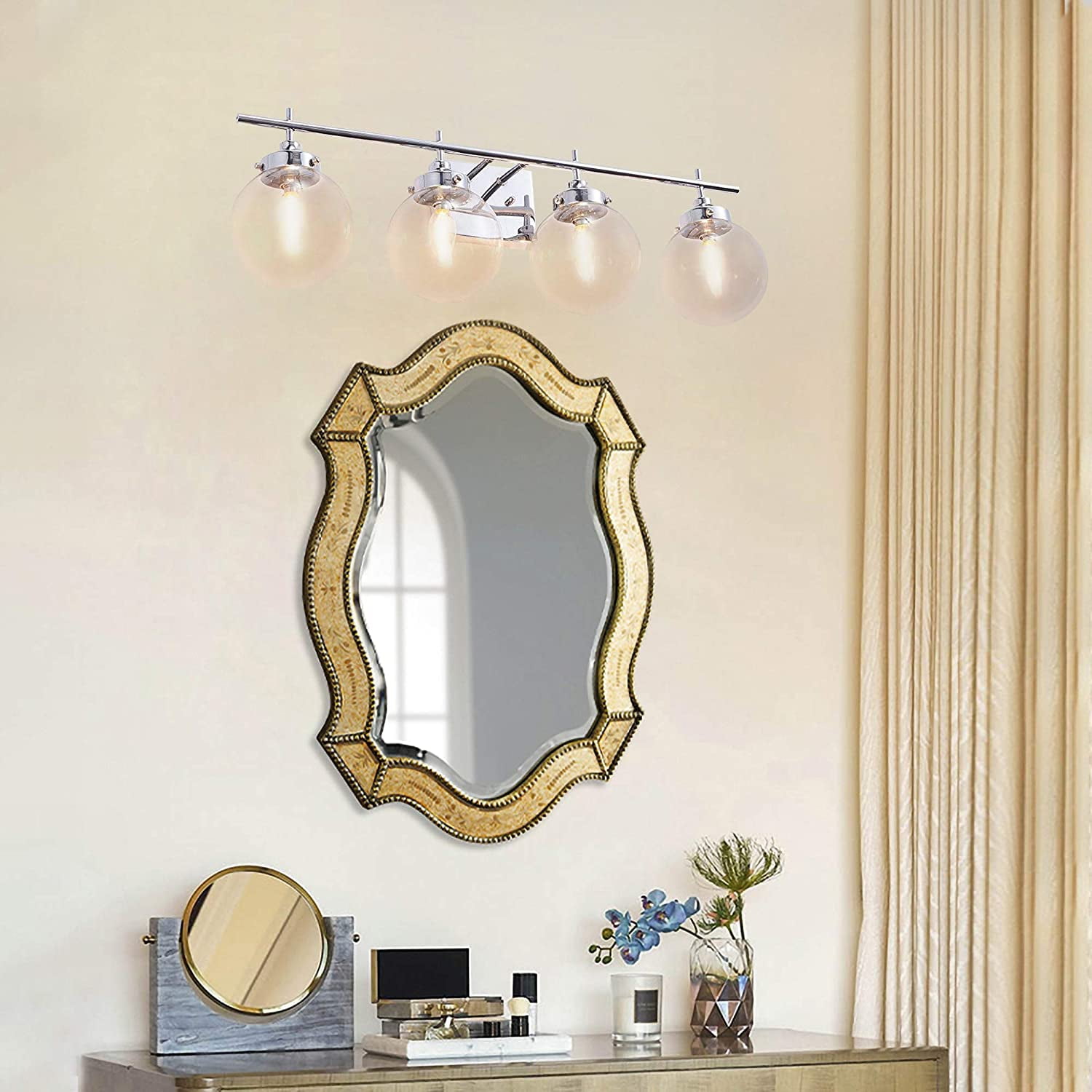 Vanity Art Elegant Bathroom Vanity 4 Light Clear Glass Shade Indoor