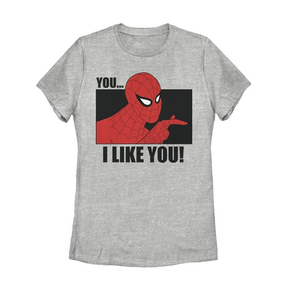 Women's Marvel Spider-Man Likes You Graphic Tee Athletic Heather Medium