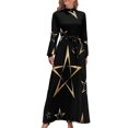 thumbnail image 2 of Vestido largo negro con estampado de estrellas doradas Vestido largo elegante vestidos de noche para mujer 2024, 2 of 5