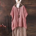 thumbnail image 3 of Chemise Décontractée Femme Nouvelle Mode Manches Courtes Coton Lin Bat Sleeve O-Neck Shirt Chaud, 3 of 4