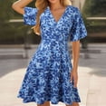 thumbnail image 1 of WILLBEST Vestidos de Mujer Vestido Informal Floral para Mujer Cuello En V Cómodo Uso Diario Vacaciones En Casa Primavera Verano Otoño Ajuste Holgado Traje Femenino Fluido Mediana​​, 1 of 4