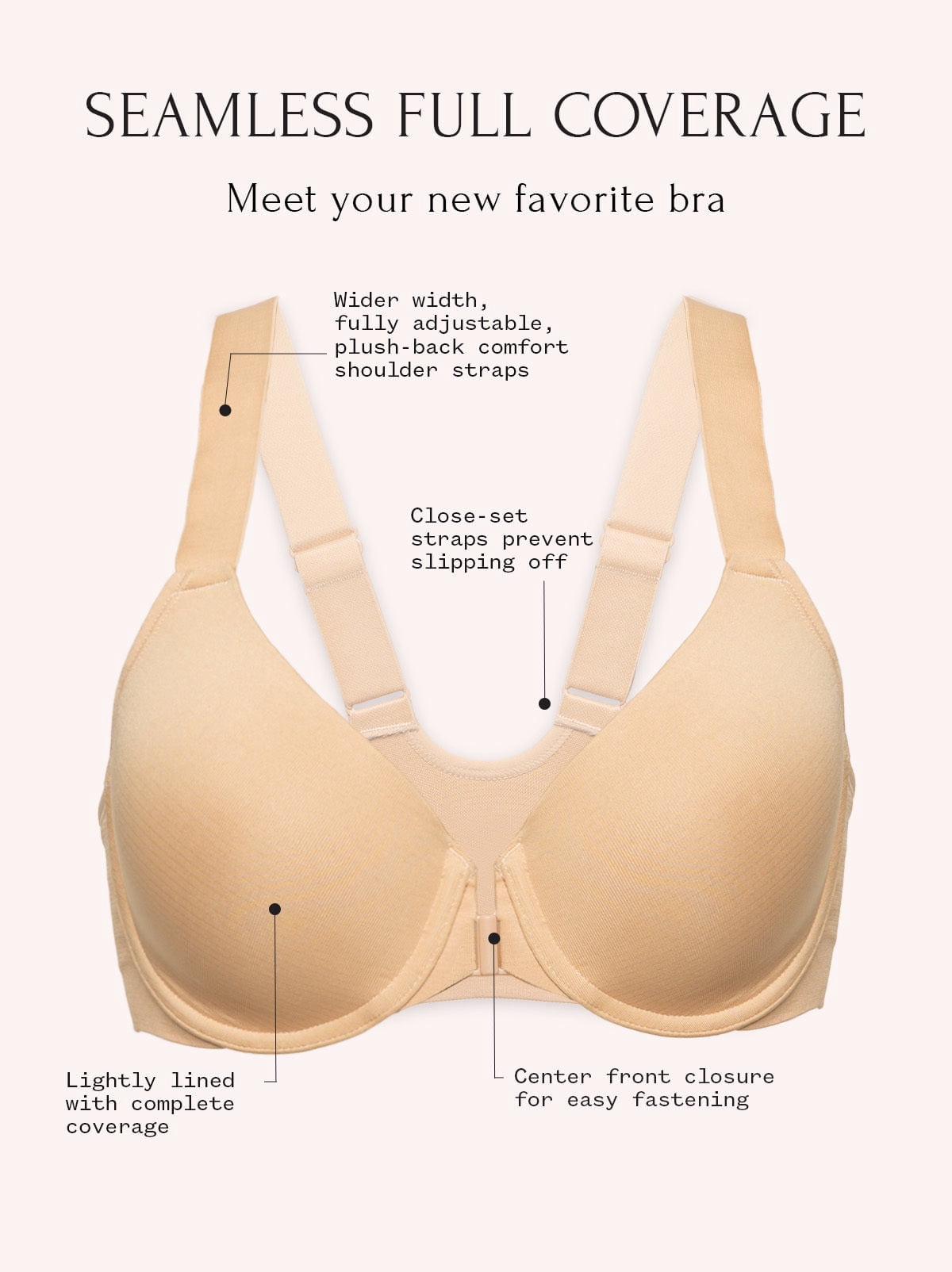 Felina | Utopia Front-Close Racerback T-Shirt Bra (Warm Neutral, 32D)