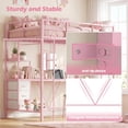 thumbnail image 5 of LAZZO Twin Loft Bed with Desk & Vanity, Built-in Power Strip, Storage Drawers, Space-Saving Metal Frame, No Box Spring Required, Pink, 5 of 9
