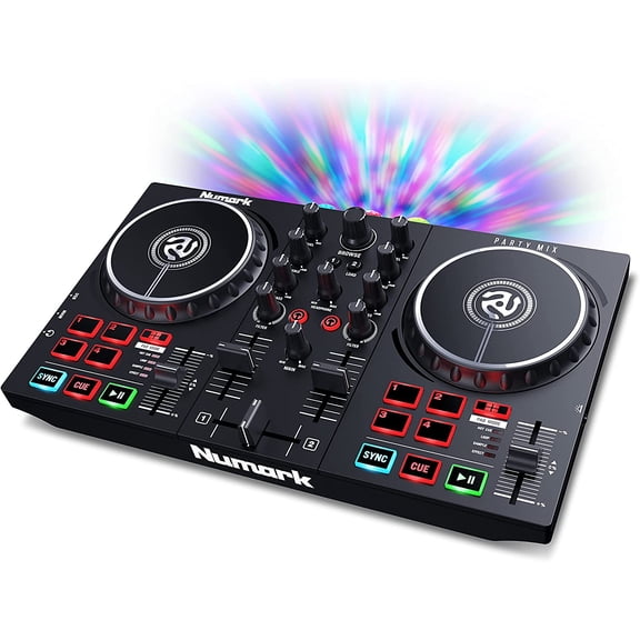 Open Box Numark Party Mix II DJ Mixer Controller Set With 2 Decks and Party Lights