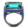 thumbnail image 3 of Luxe Jewelry Designs Light Black Ion Plated Stainless Steel Women's Ring with Blue Zircon Crystal -, 3 of 4