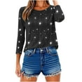 thumbnail image 7 of Blmnix Fashion Office Tops Flower Streetwear Black Women Shirts Crew Neck 3/4 Sleeve Blouses, 7 of 7
