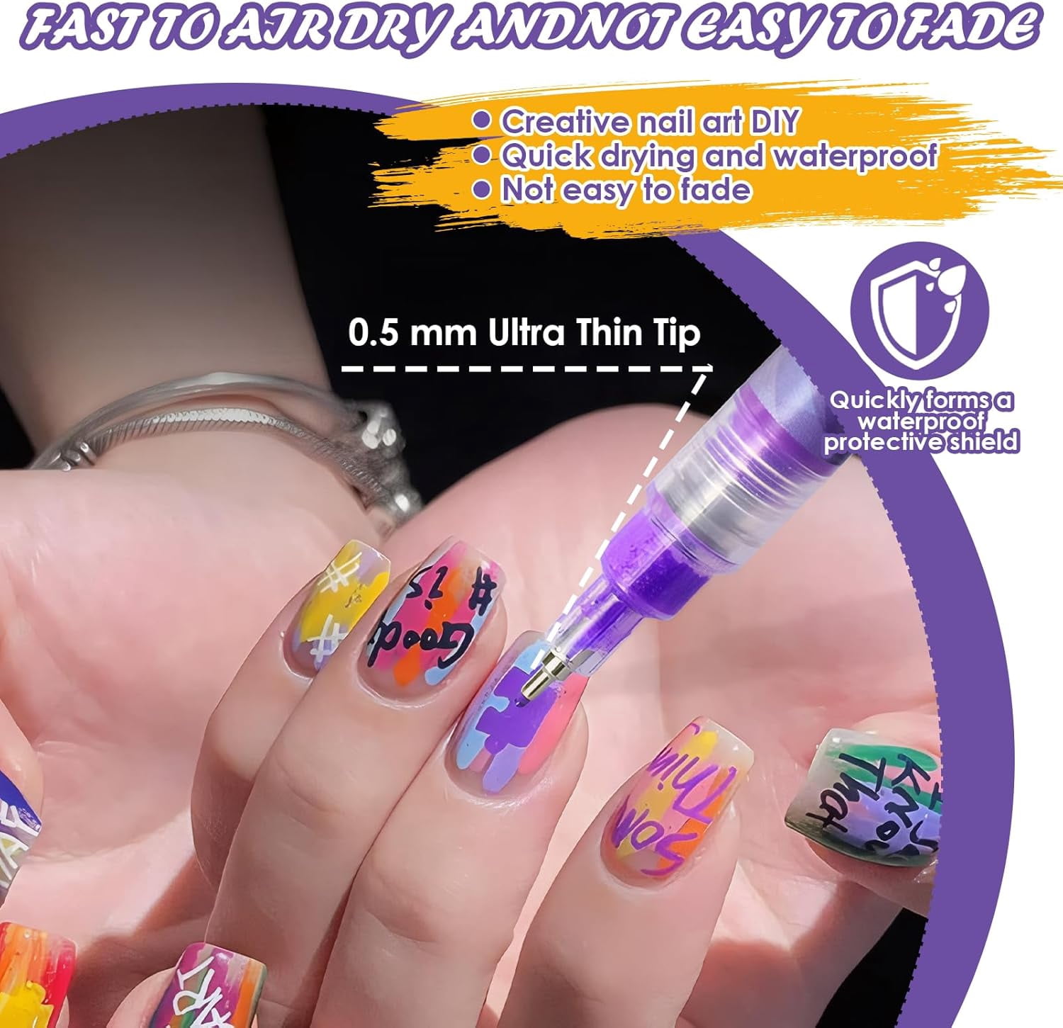 12 Color 3D Nail Art Pens Set, Nail Polish Pens Quick Dry Acrylic Nail Art Painting Pen Nail Point Graffiti Dotting Pen for Nails Art Design, Nail Art Kit for Design Beauty