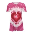 thumbnail image 5 of VKOYWKM Womens Valentine's Day Shirts Trendy Tie Dye Heart Print Hide Belly T-Shirts Short Sleeve Button V Neck Henley Shirt Pleated Empire Waist Tunic Tops, 5 of 5