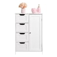 thumbnail image 2 of IVV Bathroom Floor Storage Cabinet, Freestanding Storage Unit with 4 Drawers, Single Door Cabinet with Internal Adjustable Shelf, 21.7"L x 11.8"W x 31.9"H, White, 2 of 9
