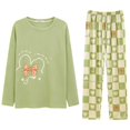thumbnail image 4 of MVRLSH Pajamas For Women Set Soft Warm Printed Fleece Long Sleeve V-Neck Top Plaid Pants Pajama Set With Pockets Loungewear M-5Xl, 4 of 4