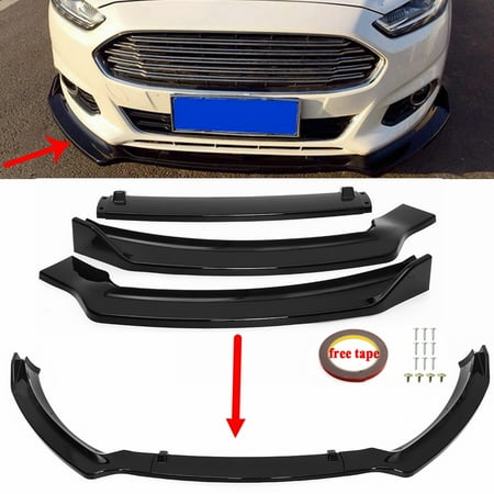 Ford Escort Front Bumper Cover 3PCS For Ford Fusion/Mondeo 2013-2016 Gloss Black ABS Front Bumper Lip Cover Trim (Instruction Not Included) ()