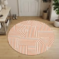 thumbnail image 3 of Round Area Rugs 4Ft, Orange Boho Non-Slip Washable Circle Rugs Carpet, Abstract Geometric Curves Lines Modern Indoor Outdoor Rug Floor Mats Throw Runner for Bedroom Living Room Bathroom, 3 of 8