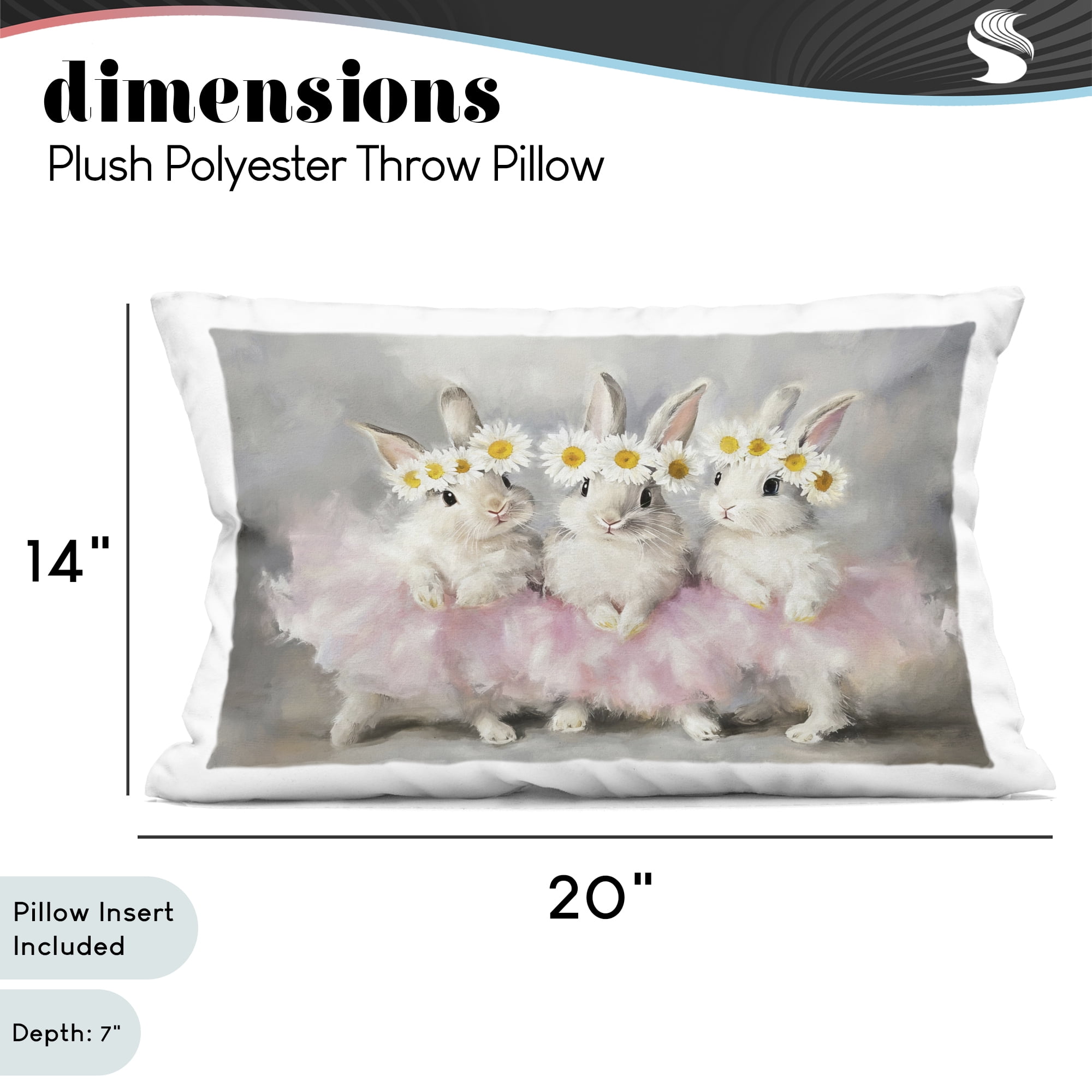 Stupell Industries Dancing Bunnies in Tutus Decorative Printed Throw Pillow, design by Tina LeCour