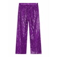 thumbnail image 6 of YONGHS Kids Girls Shiny Sequin Trousers Modern Jazz Hip Hop Dance Performance Sport Pants Purple 8, 6 of 7