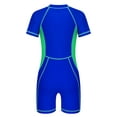 thumbnail image 2 of iixpin Unisex Boys Girls Short Sleeve Zip Up One Piece Boyleg Wetsuits Athletic Swimsuits Royal Blue 5-6, 2 of 5