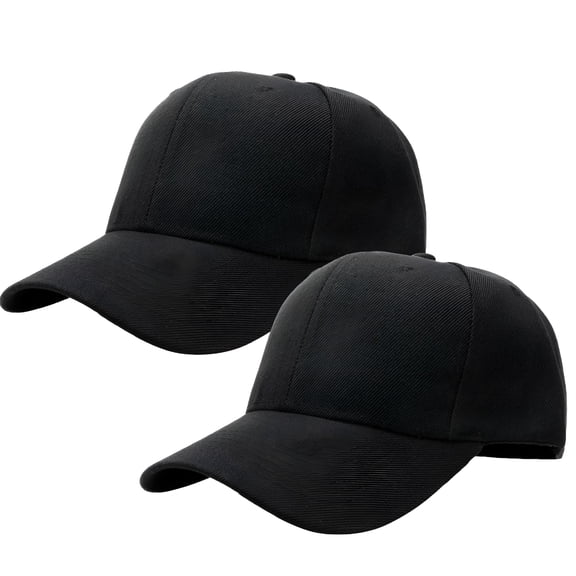 TELOLY 2-Pack Plain Baseball Cap for Men and Women Adjustable Size Outdoor Activities Black and Black