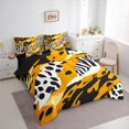 thumbnail image 3 of Manfei Leopard Cheetah Print Bedding Comforter Set 7pcs for Adult, Orange Polkadots Art King Bedding Sets, Fashion Wildlife Reversible Bed Sheets, Ultra Soft Bedroom Decor, 3 of 7