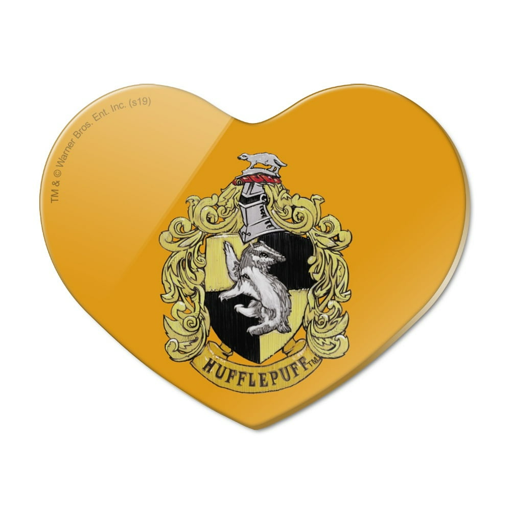 Harry Potter Hufflepuff Painted Crest Heart Acrylic Fridge Refrigerator