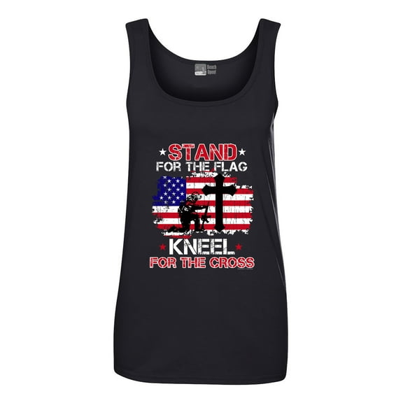 Ladies Stand For The Flag Kneel For The Cross Soldier Flag DT Tank Tops