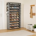 thumbnail image 2 of Zapatera alta con cubierta, organizador de zapatos de 10 niveles para 50-55 pares de zapatos y botas, estante de zapatos de gran capacidad con 8 bolsillos para clóset, entrada, cochera, 2 of 8