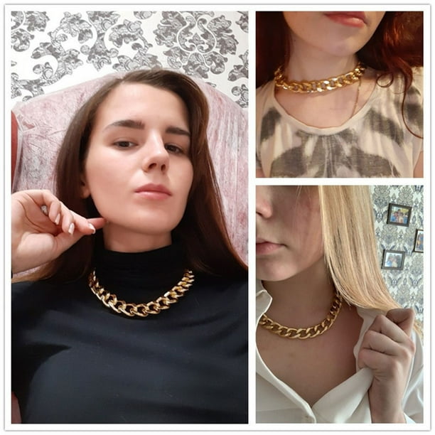 De Moda y Grueso Cadena Cubana Collar Retro Punk Collar Hombres y Mujeres Hip Hop Clavícula Cadena Retro Oro Grueso Collar