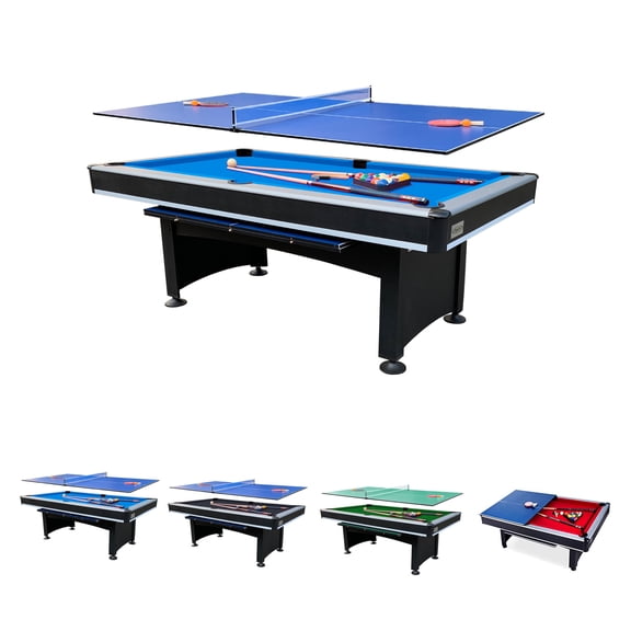 RACK Scorpius Billiard Table w/ 2 Cues & Table Tennis Accessories, Blue
