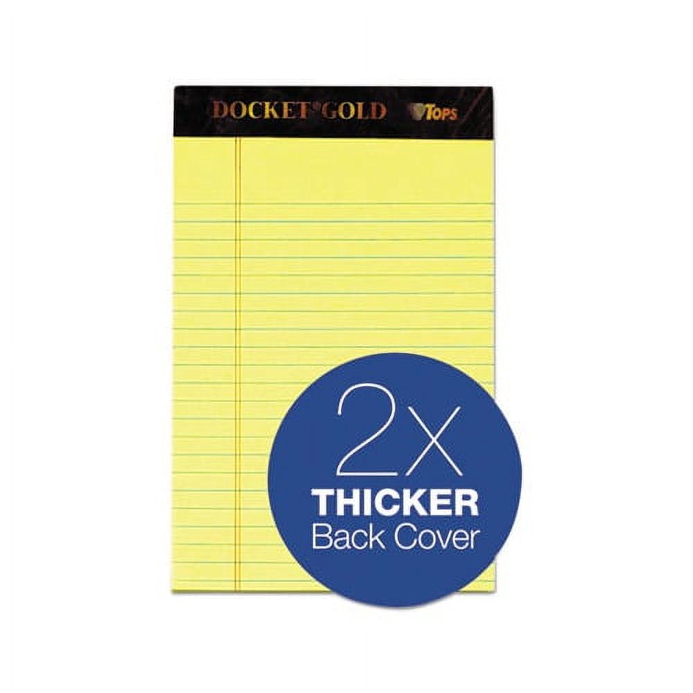 Docket Gold Ruled Perforated Pads Narrow Rule, 5 x 8, Canary, 50 Sheets, 12/Pack