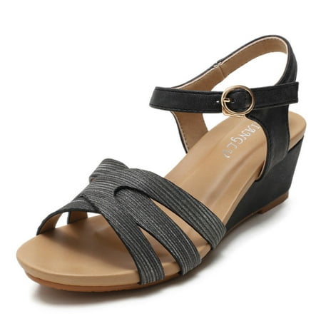 

Cathalem Womens Platform Sandals Size 14 Summer Slope Heel Sandals Women Casual Fashion One Word Wedge Heels for Women Sandals Black 8.5