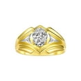 thumbnail image 1 of RYLOS Men's Rings Yellow Gold Plated Silver Rings Classic Designer Style 9X7MM Gemstone &  Diamond Ring White Topaz April Birthstone Rings For Men Size 12, 1 of 7