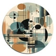 thumbnail image 2 of Designart "Geometric Shadows in Blue and Black III" Minimalism Metal Round Art Print, 2 of 5