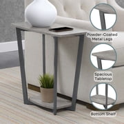 Convenience Concepts Graystone End Table with Shelf, Faux Birch/Slate Gray Frame