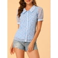 thumbnail image 5 of INSPIRE CHIC Women's Floral Button Down Collar Sweet Puff Sleeve Blouse, 5 of 7