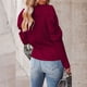 thumbnail image 4 of Suéter de punto con cuello redondo para mujer, suéter de Jacquard con manga de cordero y cuello redondo para otoño e invierno, rojo vino XXL, 4 of 6