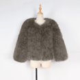 thumbnail image 5 of GiLiling Toddler Girls Faux Fur Jacket Open Front Fur Cardigan Trendy Shaggy Jacket Kids Girls Furry Coat Thicken Winter Coat (Khaki, 3-4 Years), 5 of 6