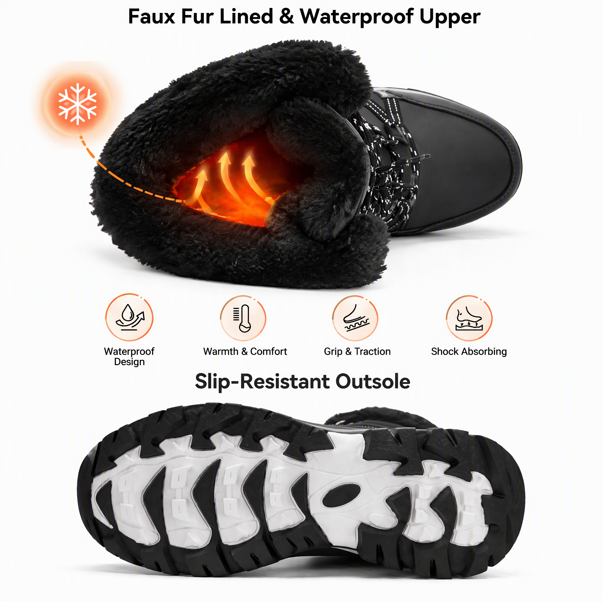 Stepedia Women's Winter Snow Boots with Faux Plush Lining photo 4