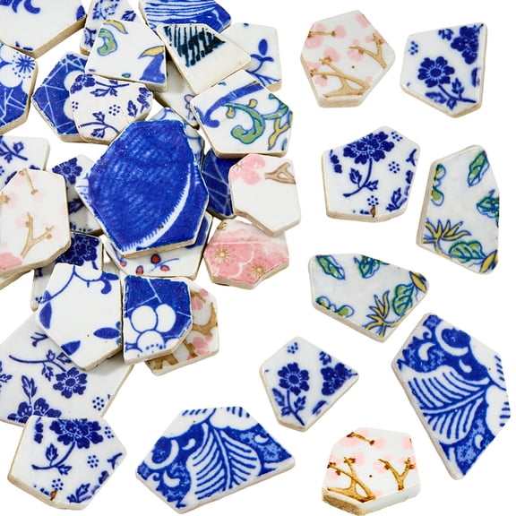 1 Box 200g Broken Porcelain Tiles Irregular China Mosaic Tiles Blue and White Porcelain Chinese Mosaic Pieces
