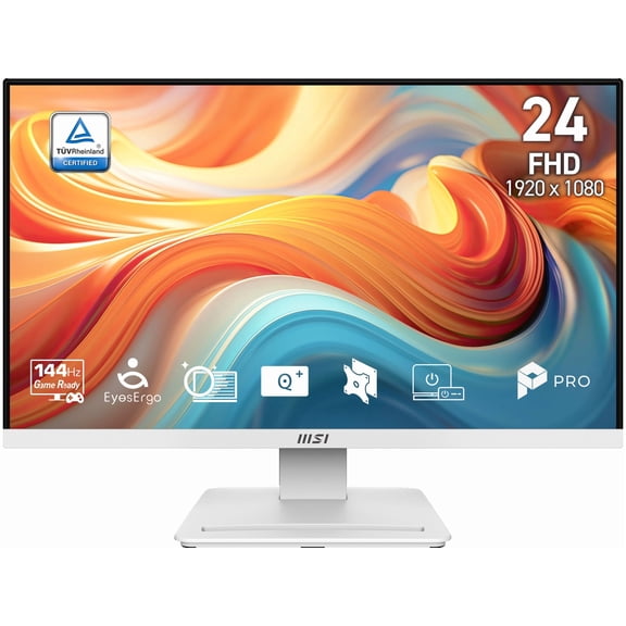 MSI PRO MP241W E14V 23.8" FHD Flat EyesErgo Monitor, White, 144Hz, VA, HDR Ready, MSI Power Link Support