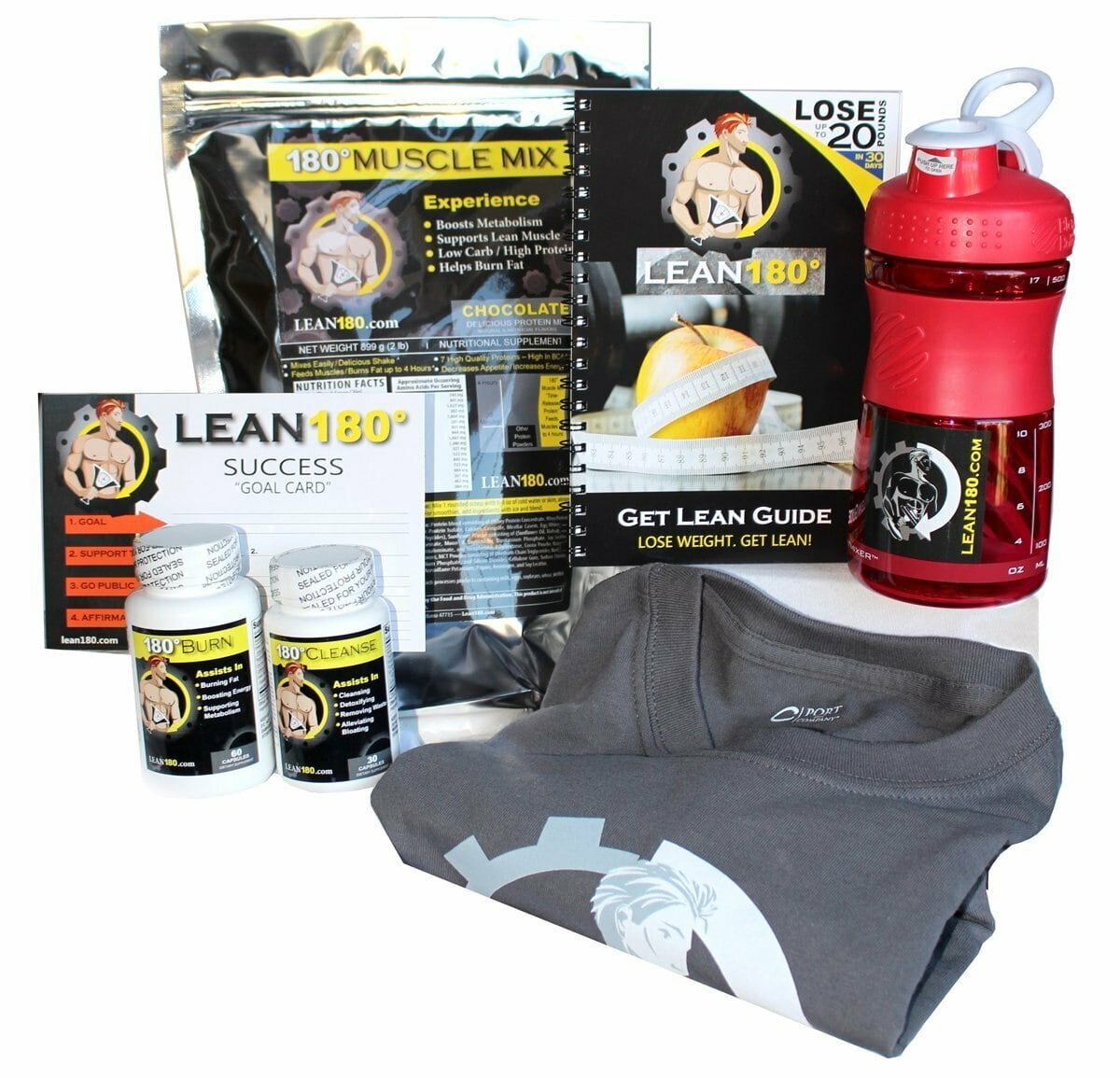 Lean 180 - 30 Day Weight Loss Challenge - Diet Plan to Lose Weight and Get Lean - Everything You Need - 180 Muscle Mix Shakes, Burn and Cleanse Supplements