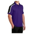 thumbnail image 4 of Mens Tricolor Shoulder Micropique Sport-Wick Polyester Polo Purple/ Black/ White 3X-Large, 4 of 8